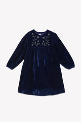 BONTON DAISY EMBROIDERY VELVET DRESS