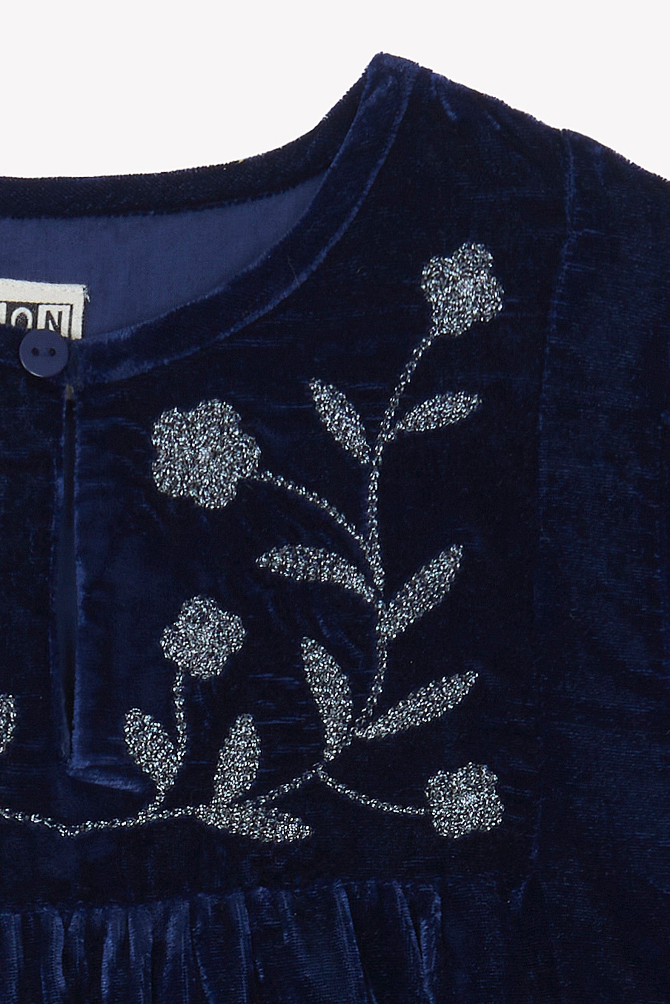 BONTON DAISY EMBROIDERY VELVET DRESS