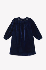 BONTON DAISY EMBROIDERY VELVET DRESS
