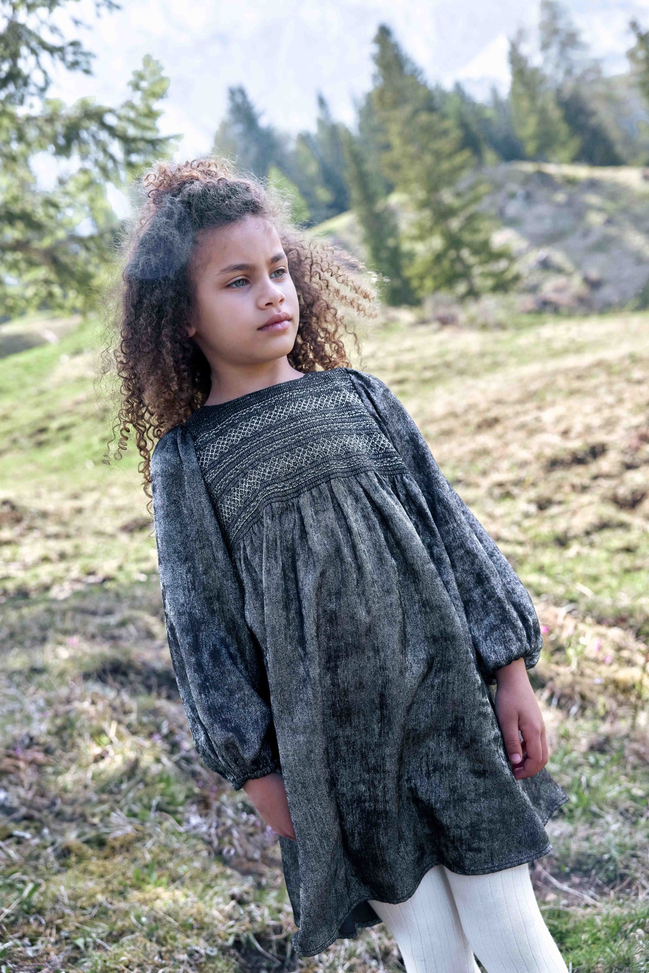 BONTON SMOCKED SHIMMER DRESS