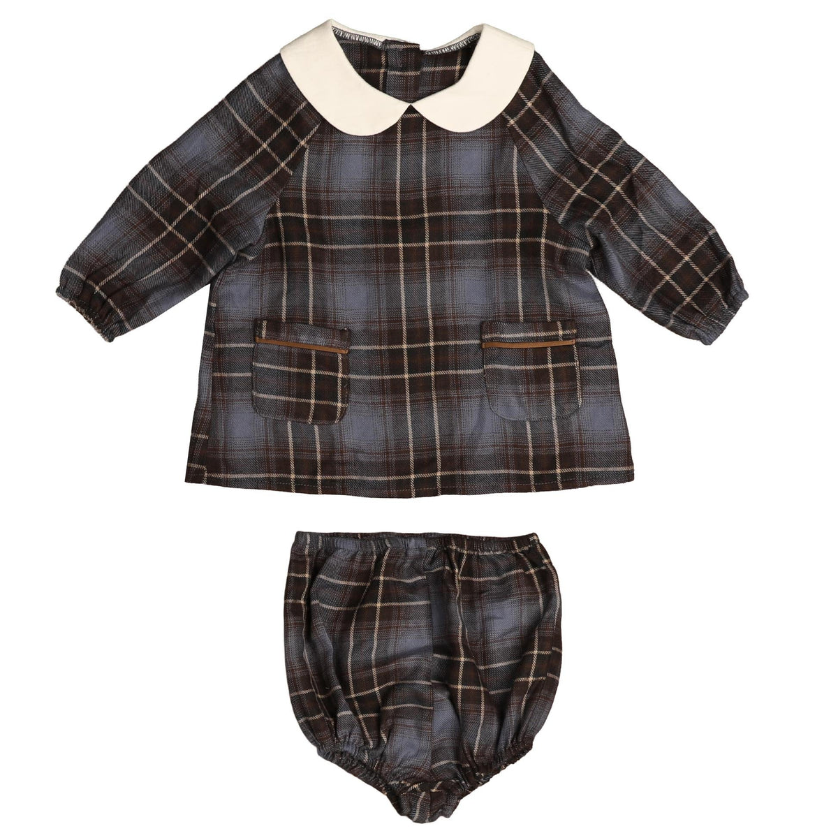 BELATI 2PC UNI PETER PAN COLLARED PLAID SET