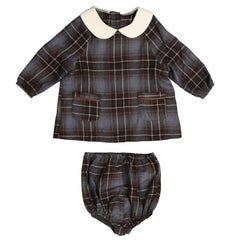 BELATI 2PC UNI PETER PAN COLLARED PLAID SET