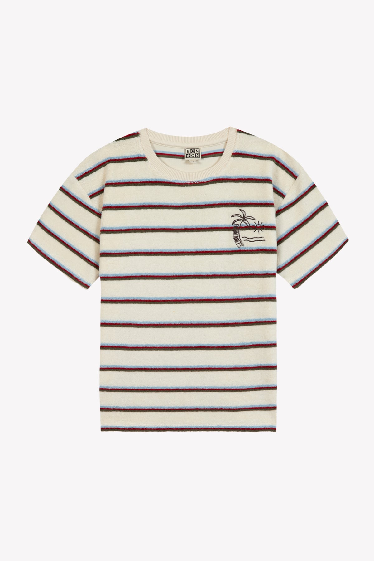 BONTON LIVO PALM TREE GRAPHIC STRIPED T-SHIRT