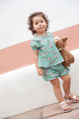 BONTON 2PC ARIA FLOWER PRINT TOP WITH BOMBE BLOOMER SET