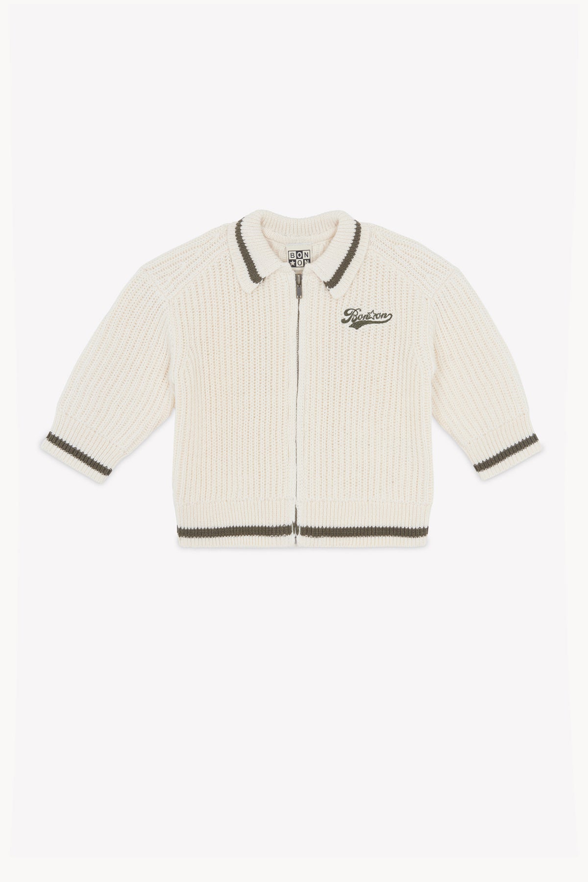 BONTON NUGGET ZIPPER LOGO POLO SWEATER