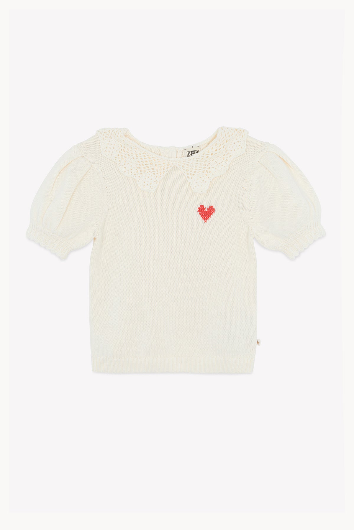BONTON NIKO CROCHET COLLAR WITH HEART LOGO TOP