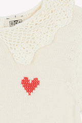 BONTON NIKO CROCHET COLLAR WITH HEART LOGO TOP