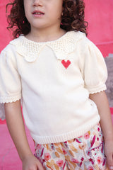 BONTON NIKO CROCHET COLLAR WITH HEART LOGO TOP