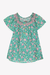 BONTON NOISETTE FLUTTER SLEEVE FLOWER PRINT DRESS