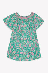 BONTON NOISETTE FLUTTER SLEEVE FLOWER PRINT DRESS