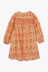 BONTON COLETTE L/S SMOCKED FLOWER PRINT DRESS