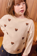 BONTON LOVELY BEADED HEART DETAIL SWEATER