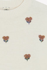 BONTON LOVELY BEADED HEART DETAIL SWEATER