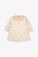 BONTON POUPEE  SMOCKED EMBROIDERED DETAIL DRESS