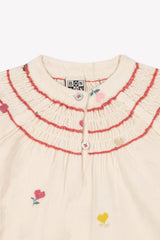 BONTON POUPEE  SMOCKED EMBROIDERED DETAIL DRESS