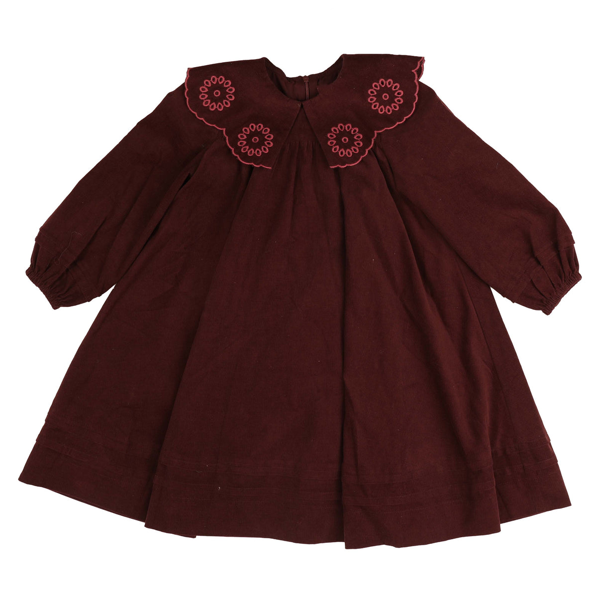 BELATI COLLAR EYELET SCALLOPED DRESS WITH TUCKS