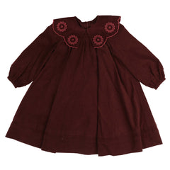 BELATI COLLAR EYELET SCALLOPED DRESS WITH TUCKS