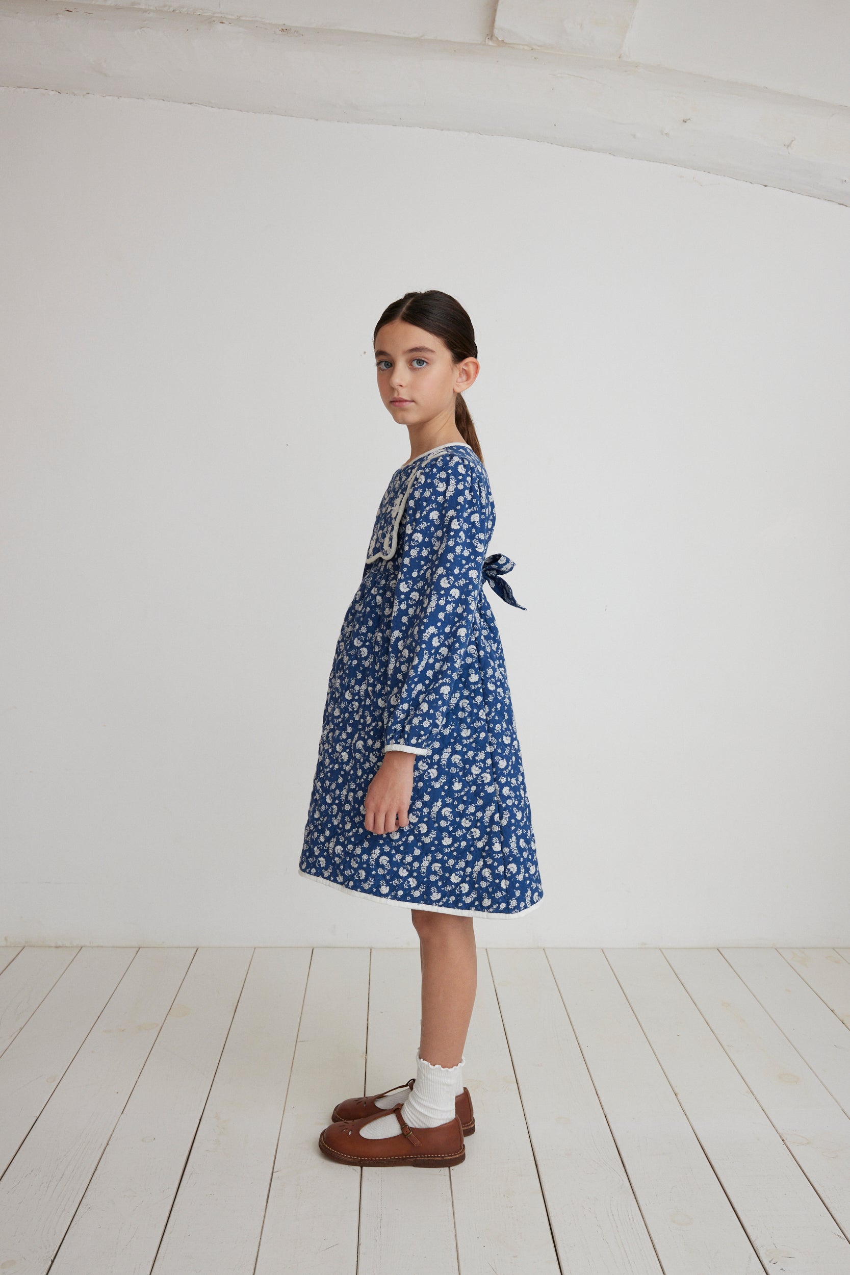 BEBE ORGANIC AMARI DITSY FLORAL BIB COLLAR DRESS