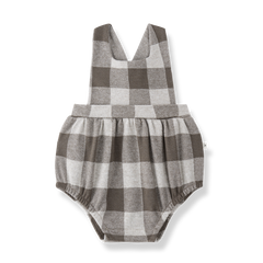1+ IN THE FAMILY 2PC PETER PAN COLLAR BODYSUIT WITH CHECKED ROMPER SET