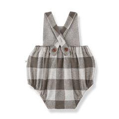1+ IN THE FAMILY 2PC PETER PAN COLLAR BODYSUIT WITH CHECKED ROMPER SET