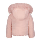 SCOTCH BONNET PINK FUR HOODED REVERSIBLE FLOWERS JACKET