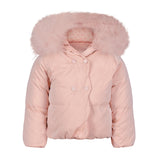 SCOTCH BONNET PINK FUR HOODED REVERSIBLE FLOWERS JACKET