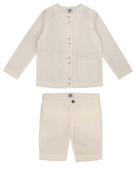 BELATI 2PC DOUBLE BUTTON LINEN JACKET SET