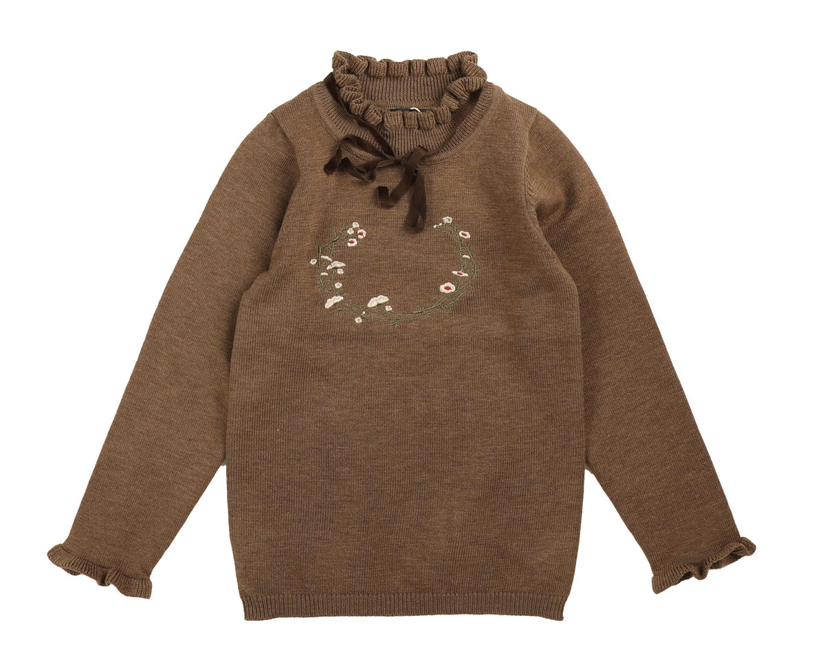 BELATI KNIT SWEATER WITH EMBROIDERED DETAIL AND NECK RIBBON