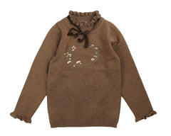 BELATI KNIT SWEATER WITH EMBROIDERED DETAIL AND NECK RIBBON