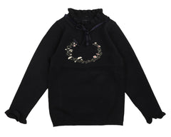 BELATI KNIT SWEATER WITH EMBROIDERED DETAIL AND NECK RIBBON