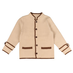 BELATI KNIT CONTRAST TRIM HIGH NECK JACKET