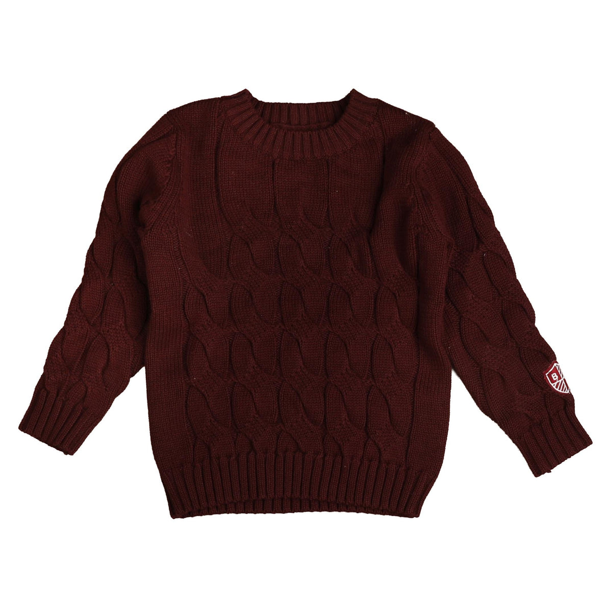 BELATI CABLE KNIT SWEATER WITH SLEEVE BADGE