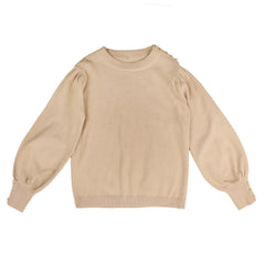BELATI MOCK NECK KNIT SWEATER WITH SHOULDER BUTTONS