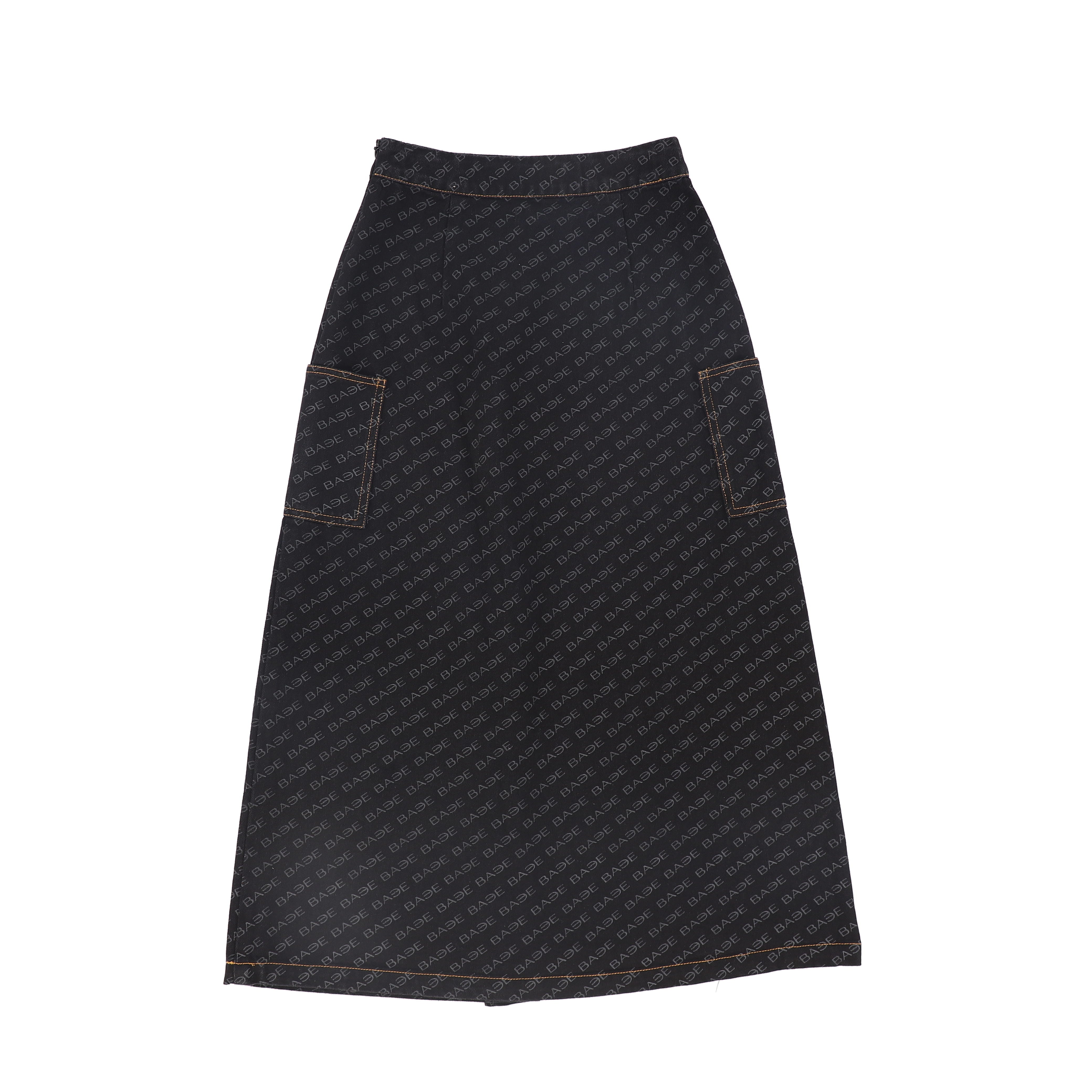 BACE COLLECTION PRINTED DENIM MAXI SKIRT