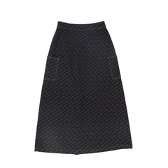 BACE COLLECTION PRINTED DENIM MAXI SKIRT