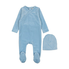 BONJOY 2PC VELOUR FOOTIE+BEANIE SET