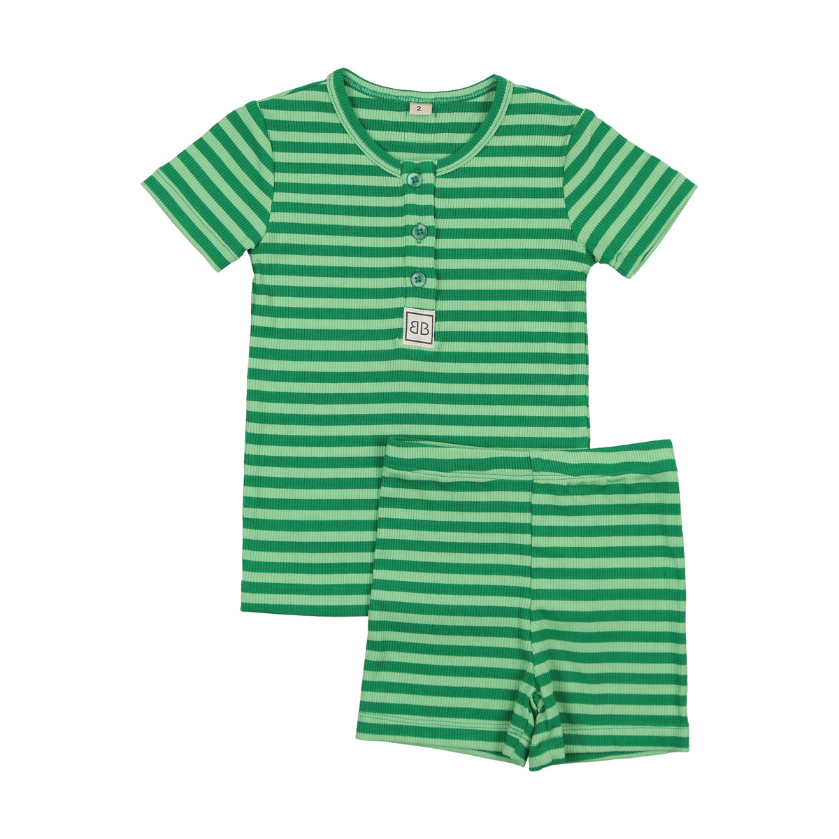 BONJOY 2PC S/S STRIPE SQUAD SHORT LOUNGE SET