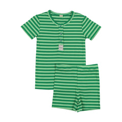 BONJOY 2PC S/S STRIPE SQUAD SHORT LOUNGE SET