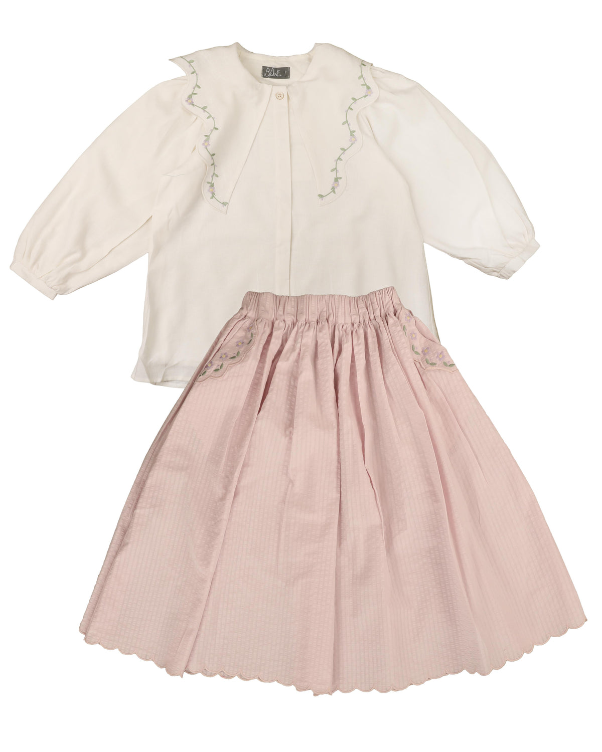 BELATI 2PC SCALLOP SHIRT WITH SKIRT