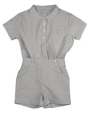 BELATI 2PC MANDARIN COLLAR HALF BUTTON STRIPED SHIRT AND SHORTS SET