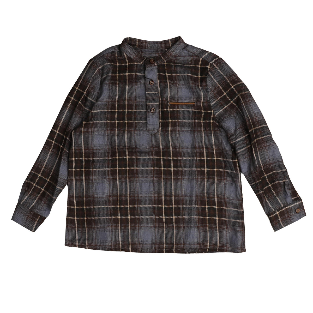 BELATI MANDARIN COLLARED PLAID SHIRT