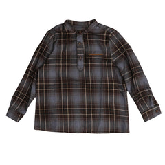 BELATI MANDARIN COLLARED PLAID SHIRT