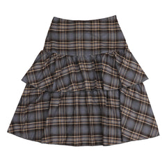 BELATI 2PC MOCK NECK KNIT SWEATER WITH PLAID LAYERED SKIRT