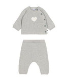 Petit Bateau 2PC KNIT SET SWEATER WITH HEART GRAPHIC PANTS