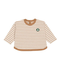 PETIT BATEAU LONG SLEEVE STRIPE LOGO TEE