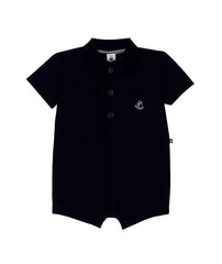 PETIT BATEAU SHORT SLEEVE ROMPER WITH COLLAR