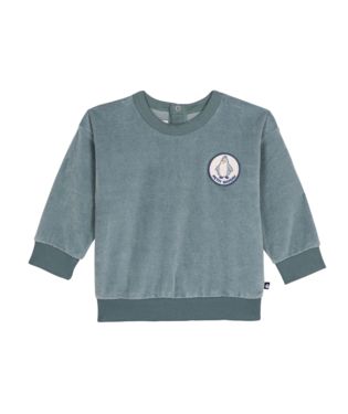 PETIT BATEAU VELOUR SWEATSHIRT WITH GRAPHIC LOGO
