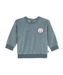PETIT BATEAU VELOUR SWEATSHIRT WITH GRAPHIC LOGO