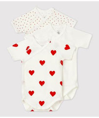 Petit Bateau 3 PACK SS CROSSOVER HEART PRINT UNDERSHIRT