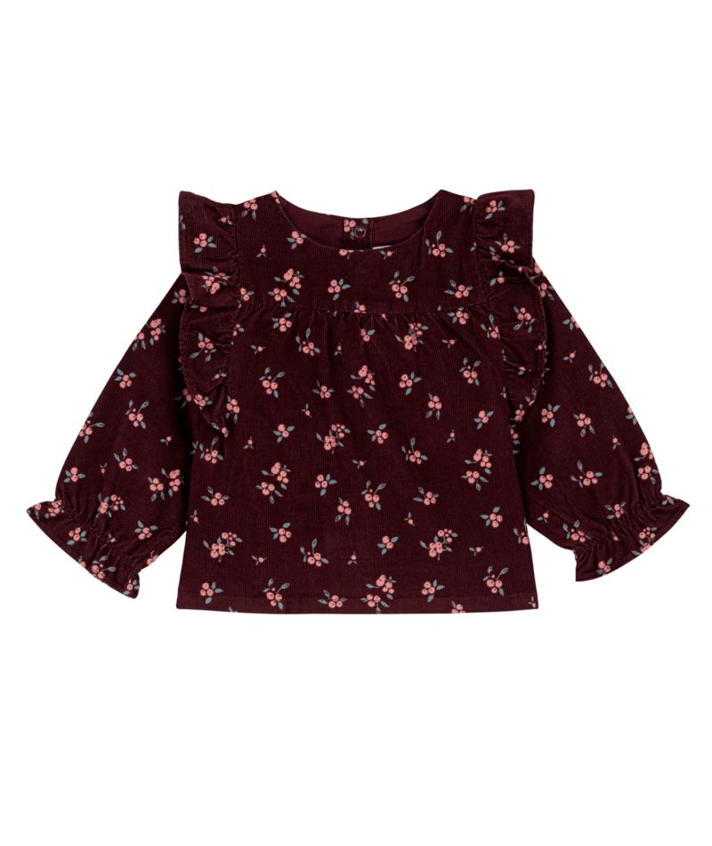 PETIT BATEAU LONG SLEEVE CORDUROY FLORAL BLOUSE